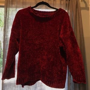 Red velvet sweater